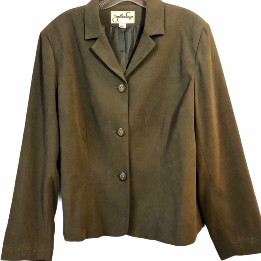 Johnathan Logan Olive Faux Suede Jacket Sz 16